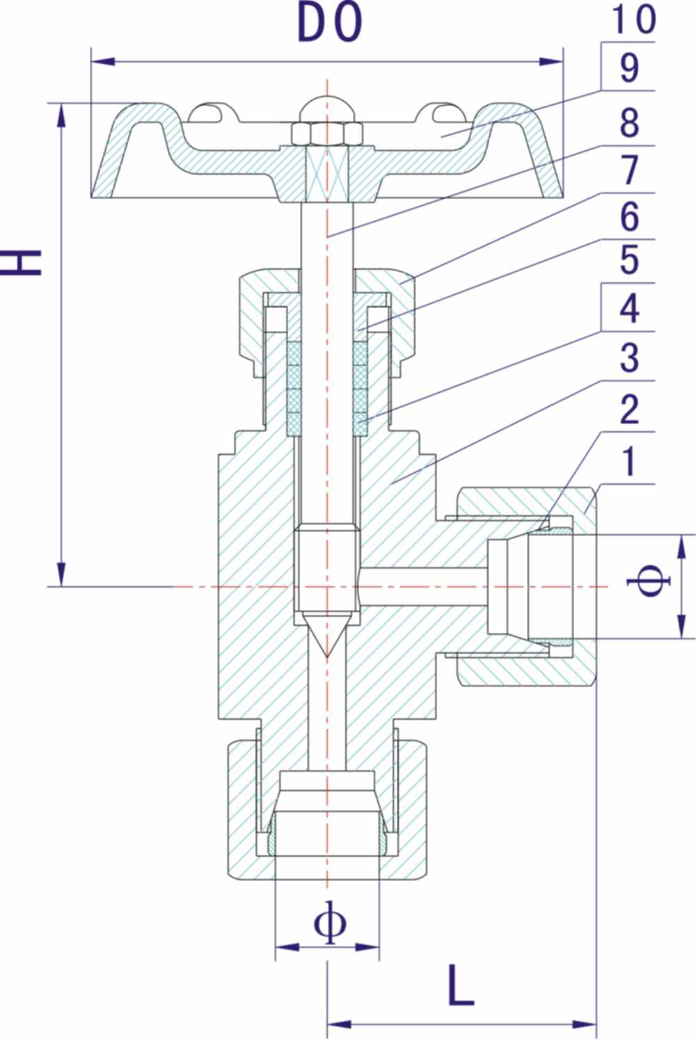 J94W卡套角式針形截止閥